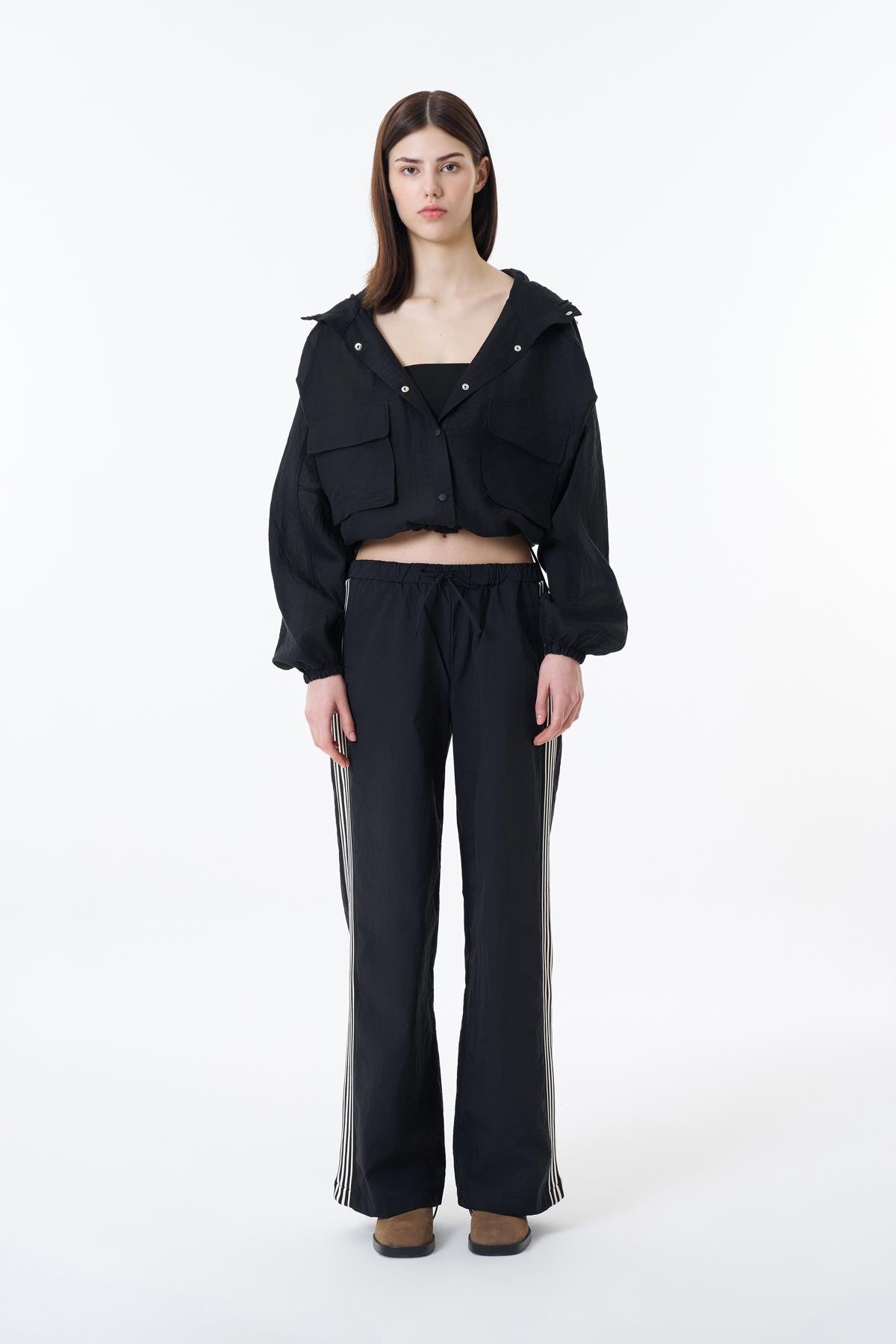 Quzu Beli Lastikli Pantolon Siyah