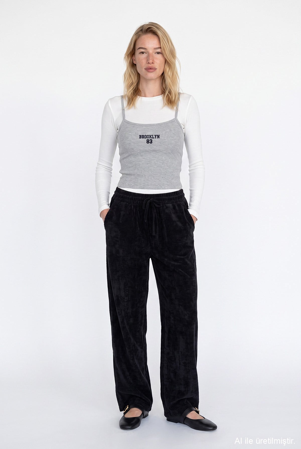 Quzu Beli Lastikli Pantolon Siyah