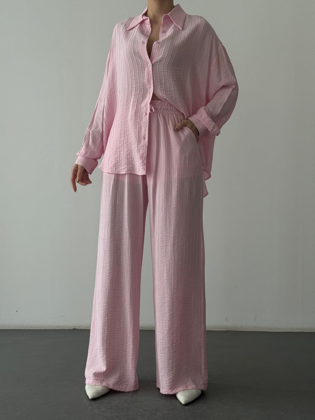Quzu Biye Detaylı Pantolon Pembe