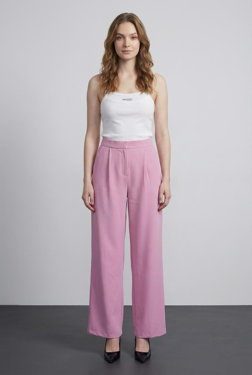 Quzu Bol Paça Pantolon Pembe