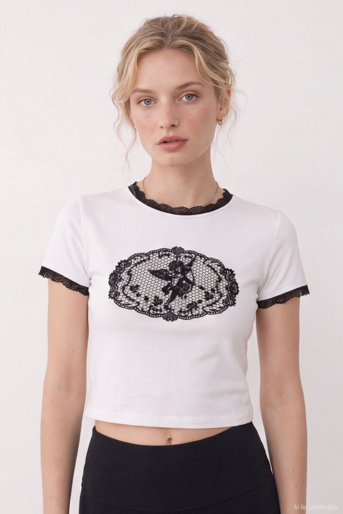 Quzu Dantel Detaylı T-shirt Ekru