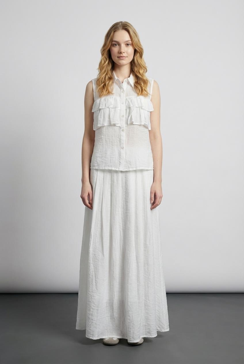 Quzu Fırfır Detaylı Gömlek Ekru