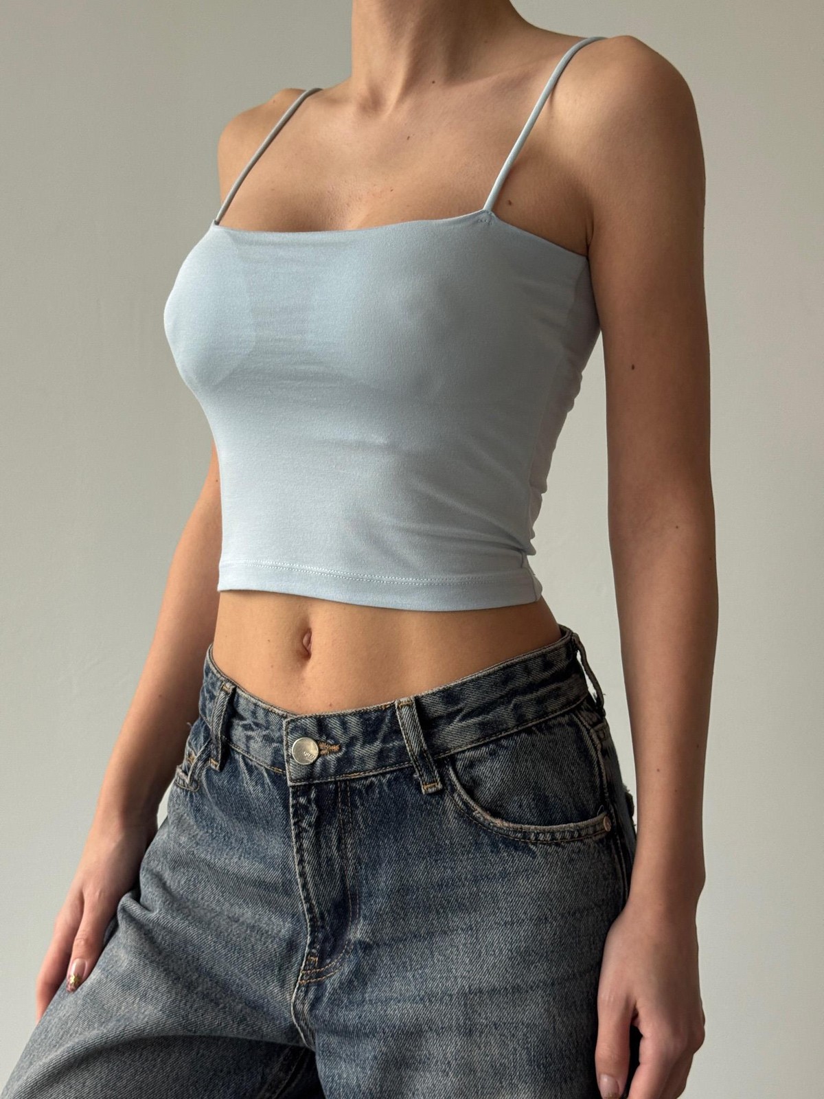 Quzu İp Askılı Örme Atlet Mavi