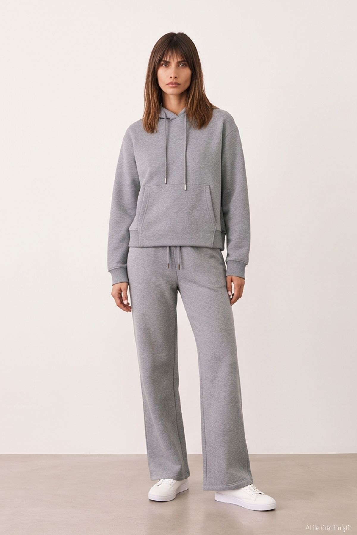 Quzu Kapüşon Detaylı Sweatshirt Gri Melanj