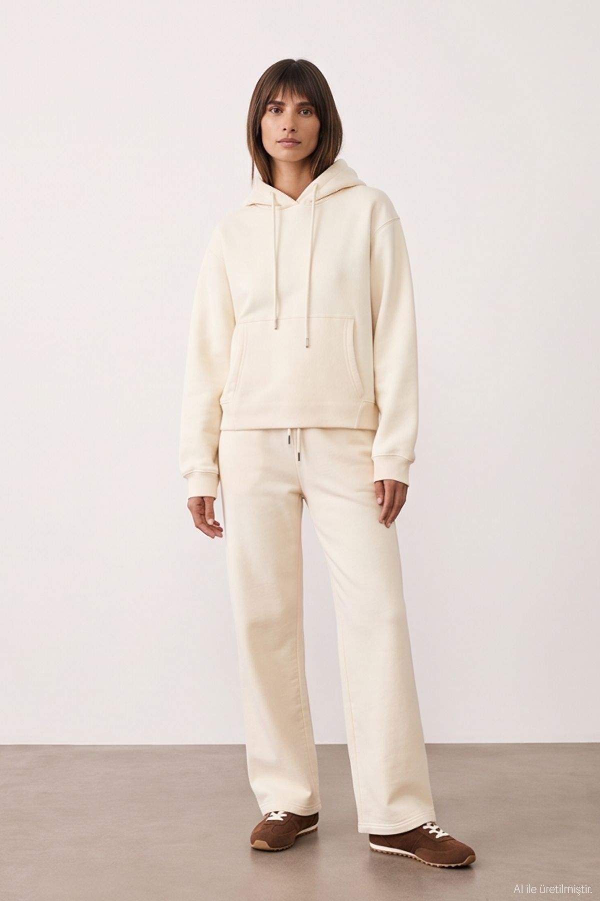 Quzu Kapüşon Detaylı Sweatshirt Krem