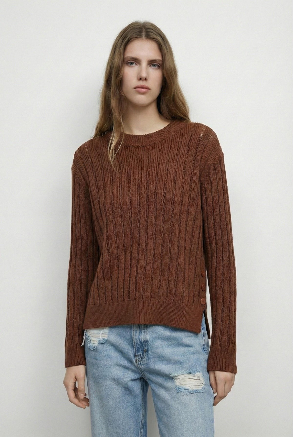 Quzu Kayık Yaka Triko Kahve