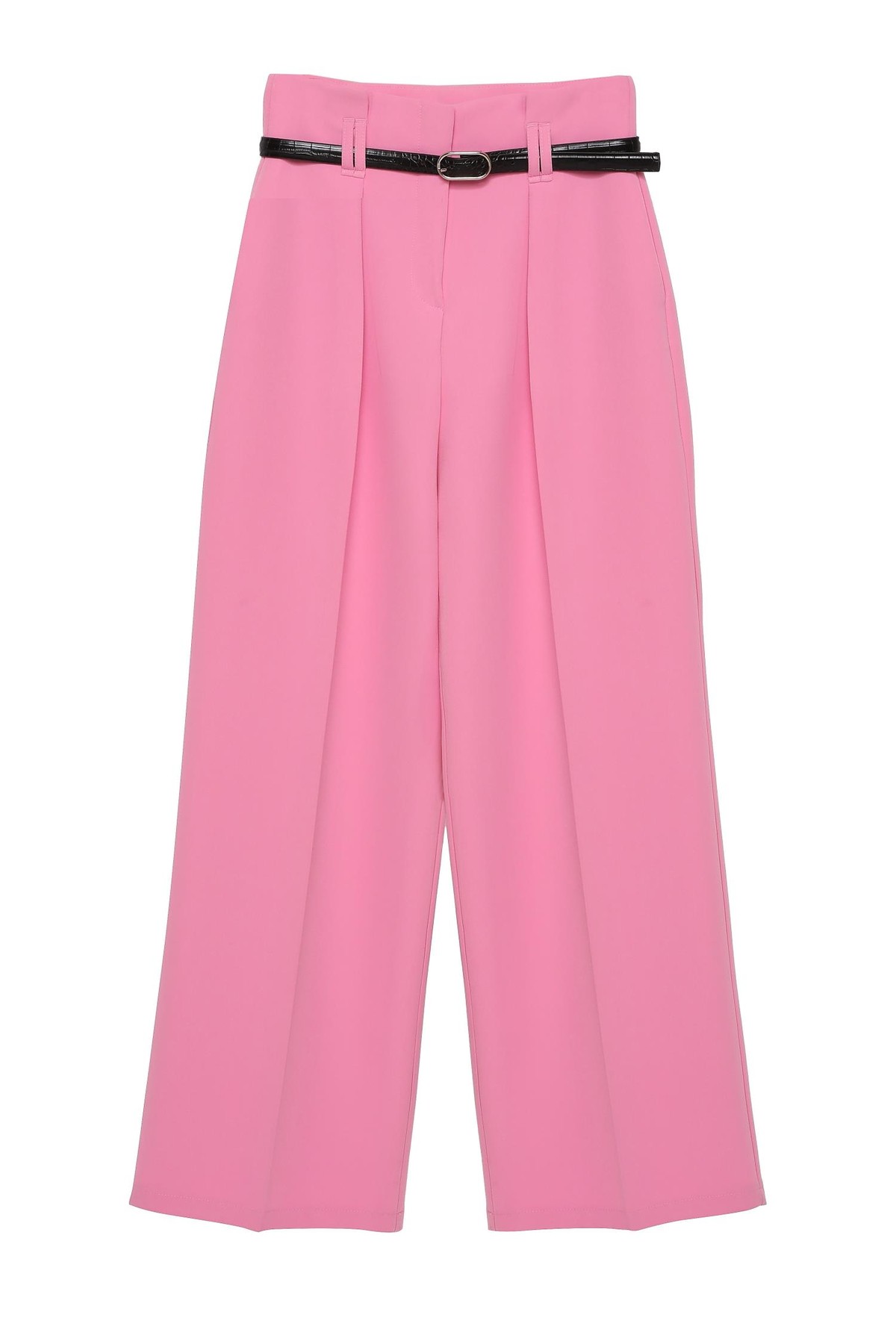 Quzu Kemer Detaylı Pantolon Pembe