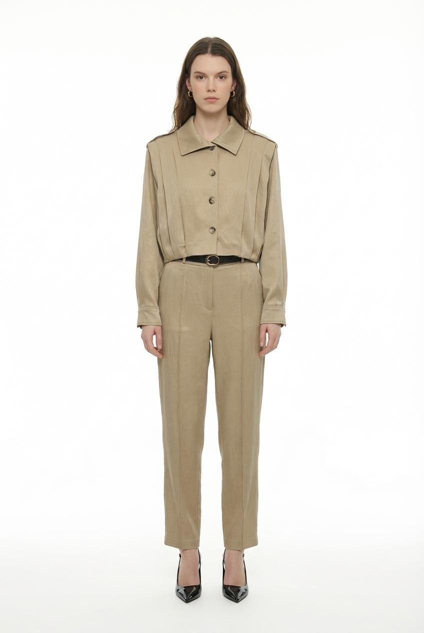 Quzu Kemerli Balon Pantolon Bej