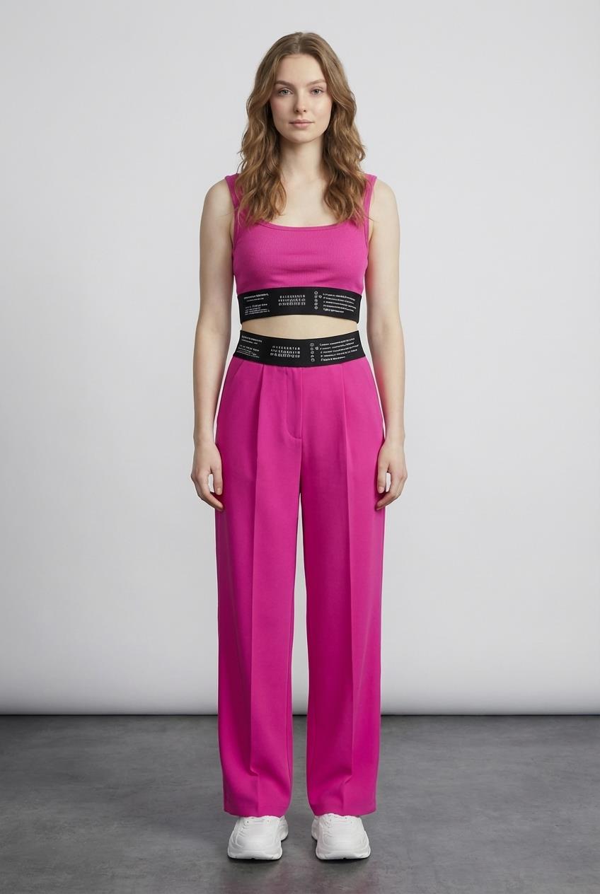 Quzu Lastik Detaylı Pantolon Fuşya