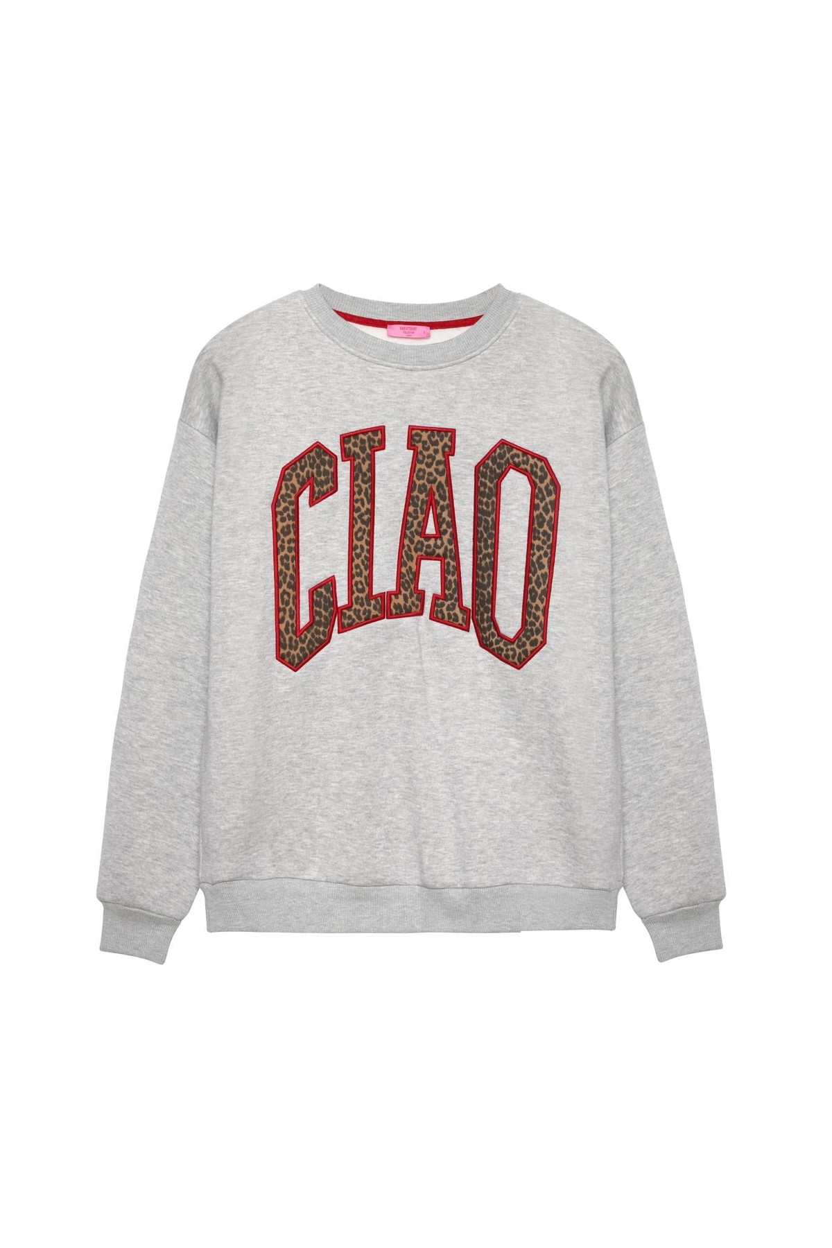 Quzu Nakış Detaylı Sweatshirt Gri Melanj