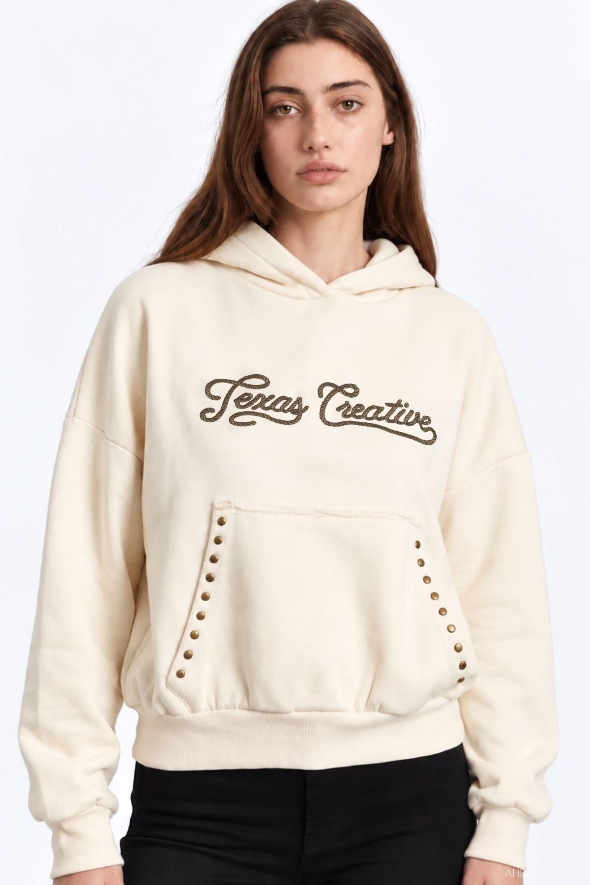Quzu Nakış Detaylı Sweatshirt Krem