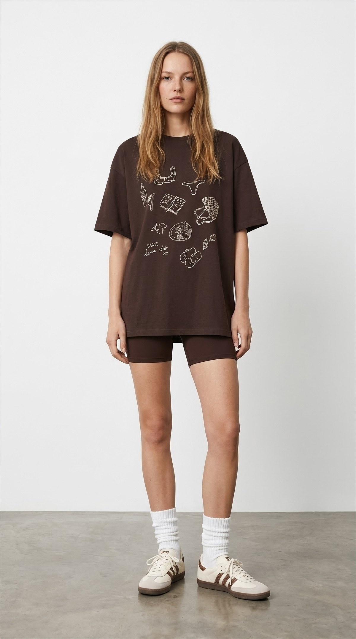 Quzu Nakış Detaylı T-shirt Kahve