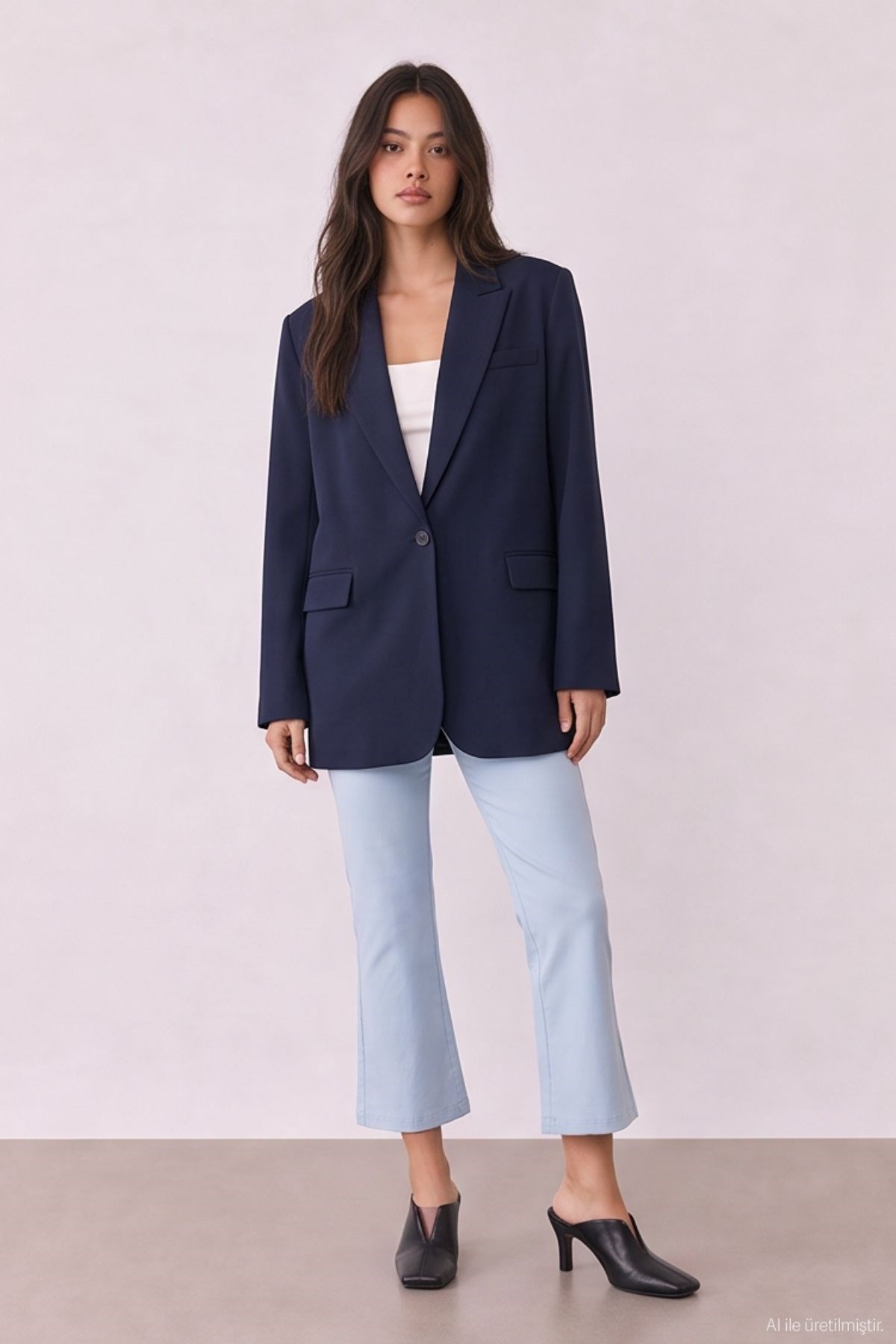 Quzu Oversize Blazer Ceket Lacivert