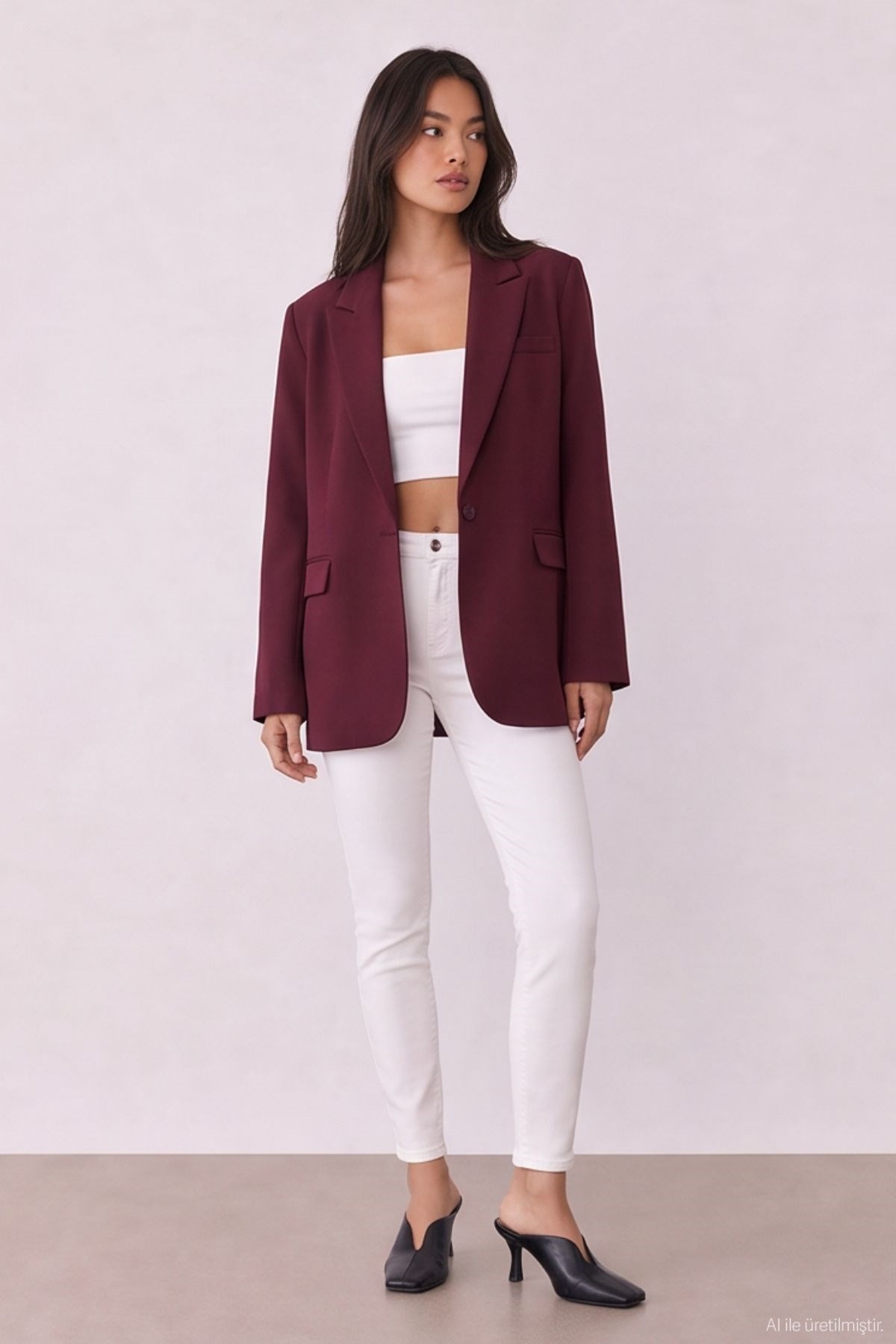 Quzu Oversize Blazer Ceket Mürdüm