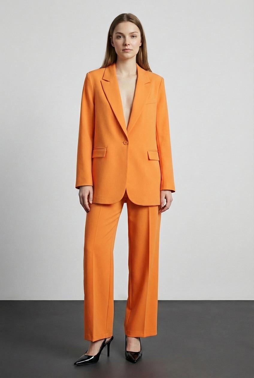 Quzu Oversize Blazer Ceket Turuncu