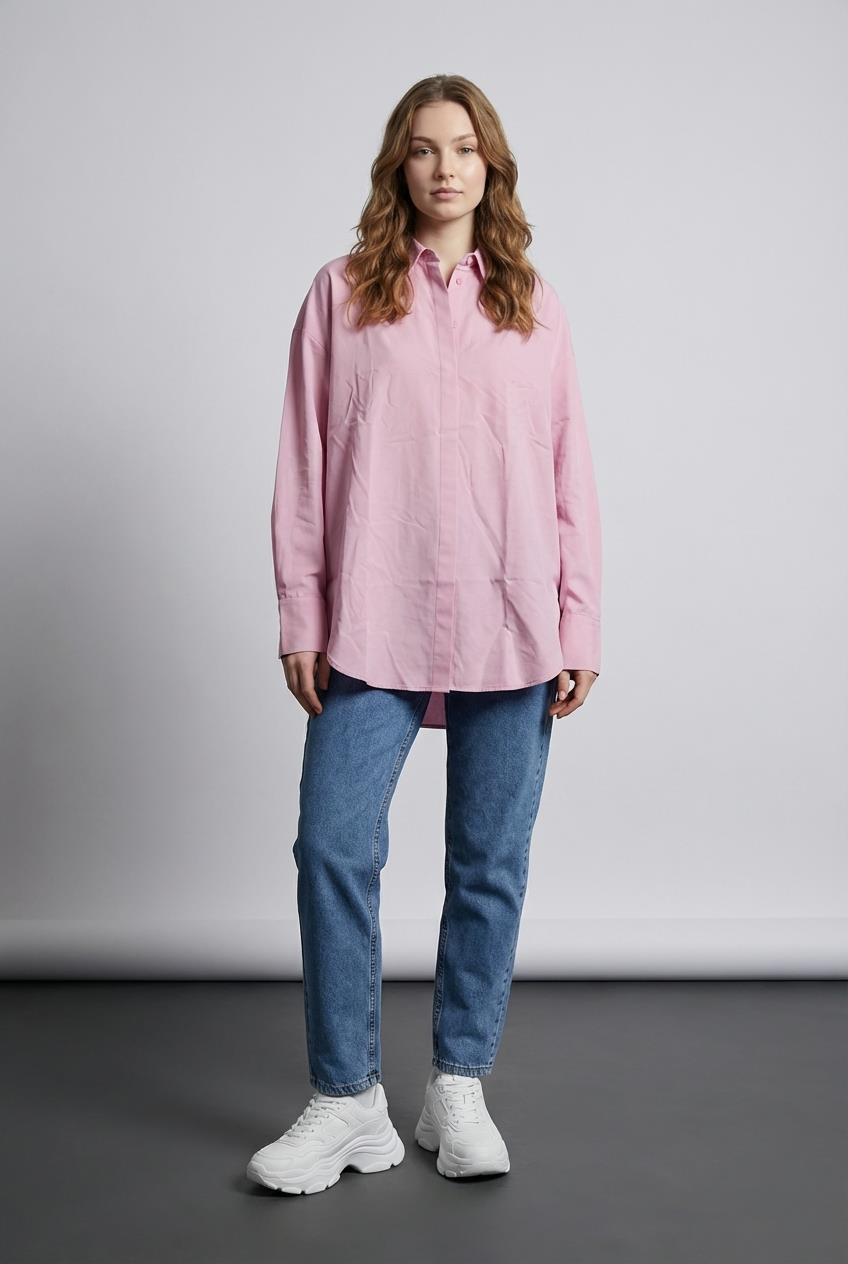 Quzu Oversize Gömlek Pembe