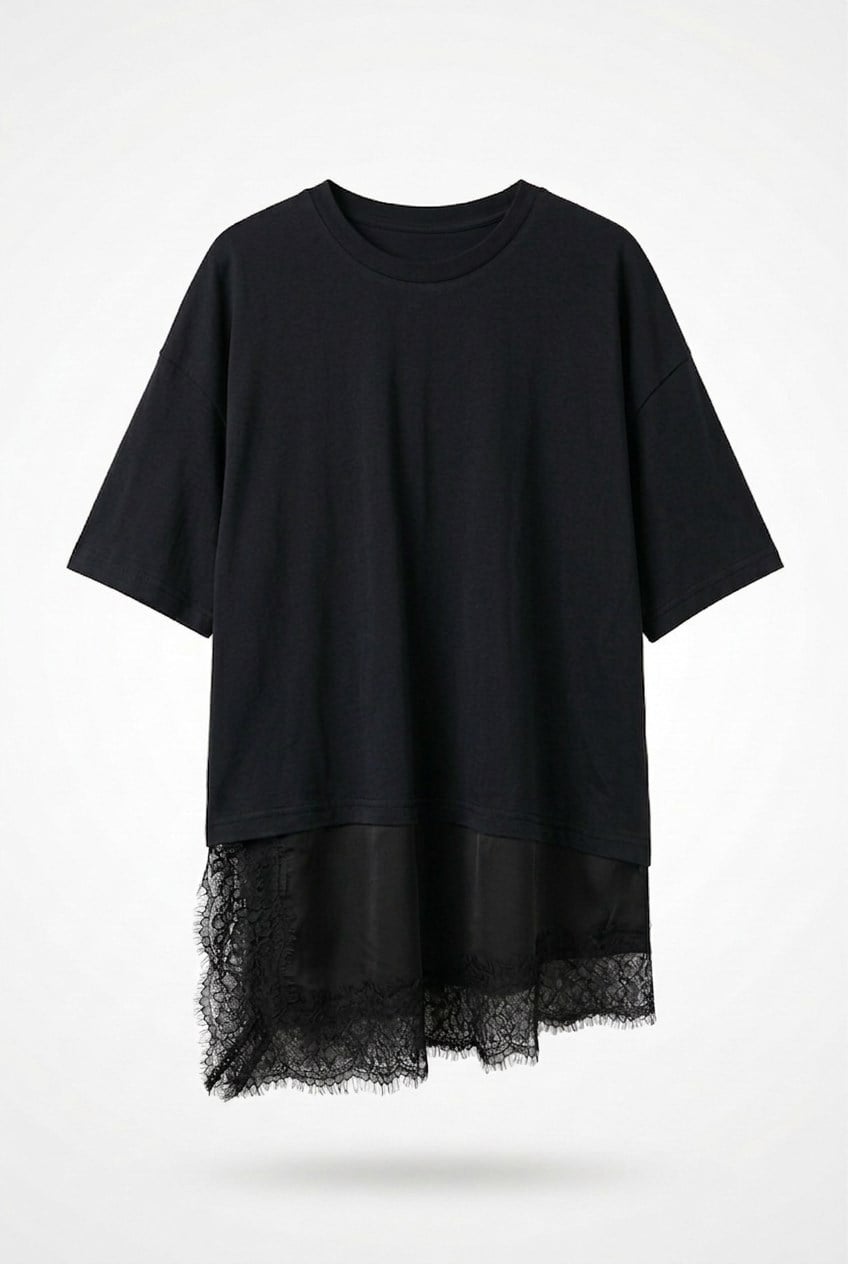 Quzu Asimetrik T-shirt Siyah