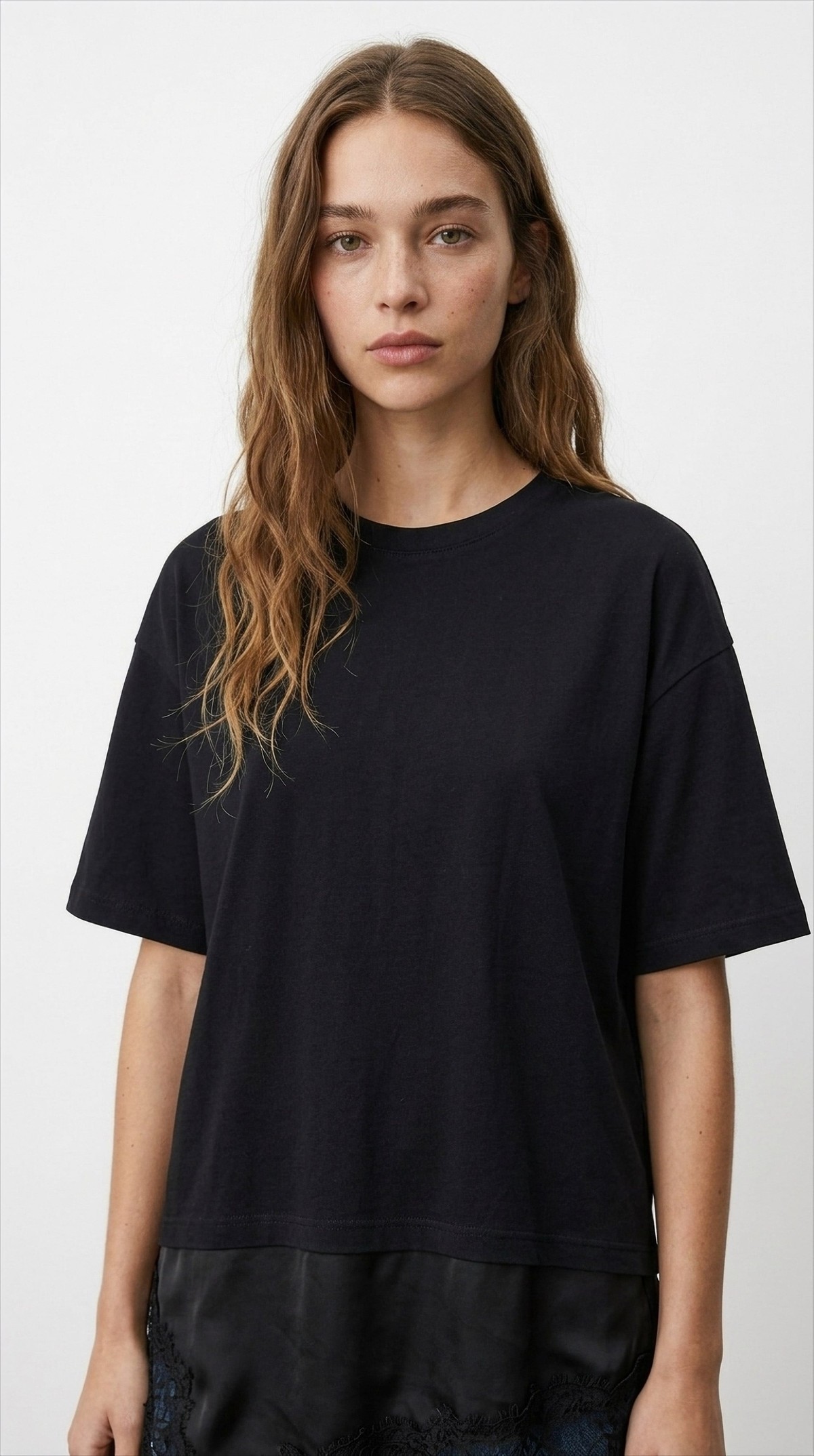 Quzu Asimetrik T-shirt Siyah