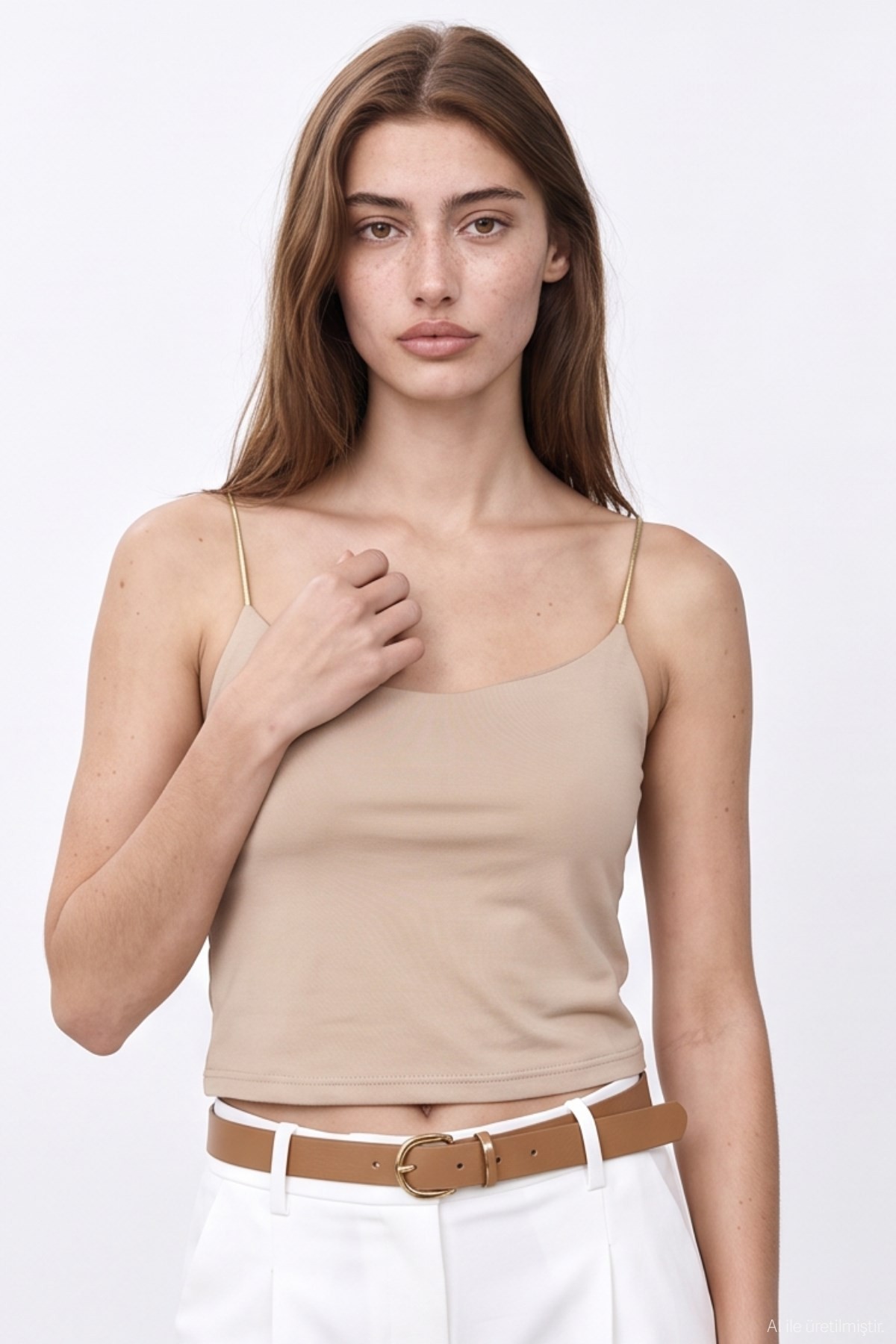 Quzu Strappy Blouse Beige