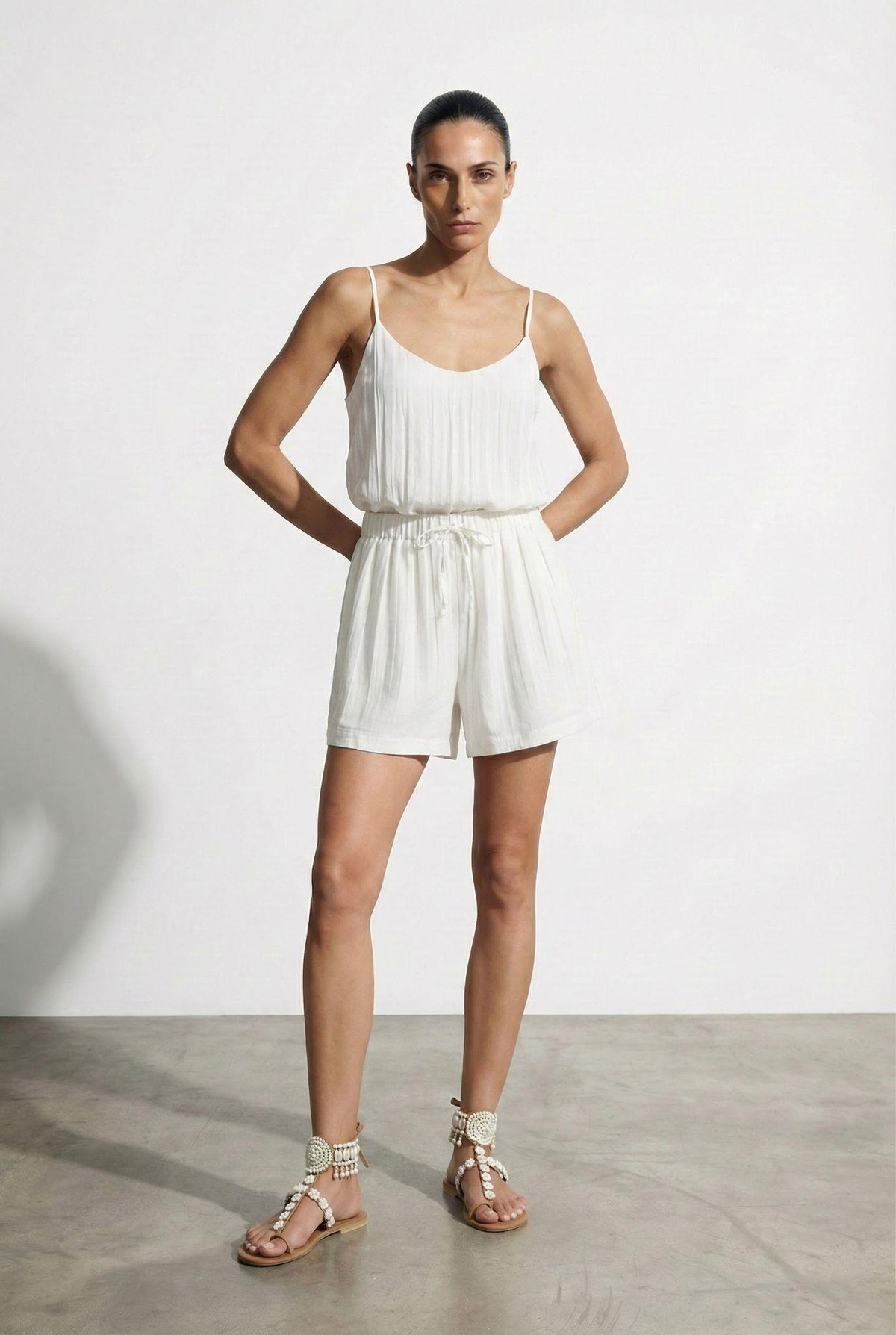 Quzu Askılı Bluz Ekru