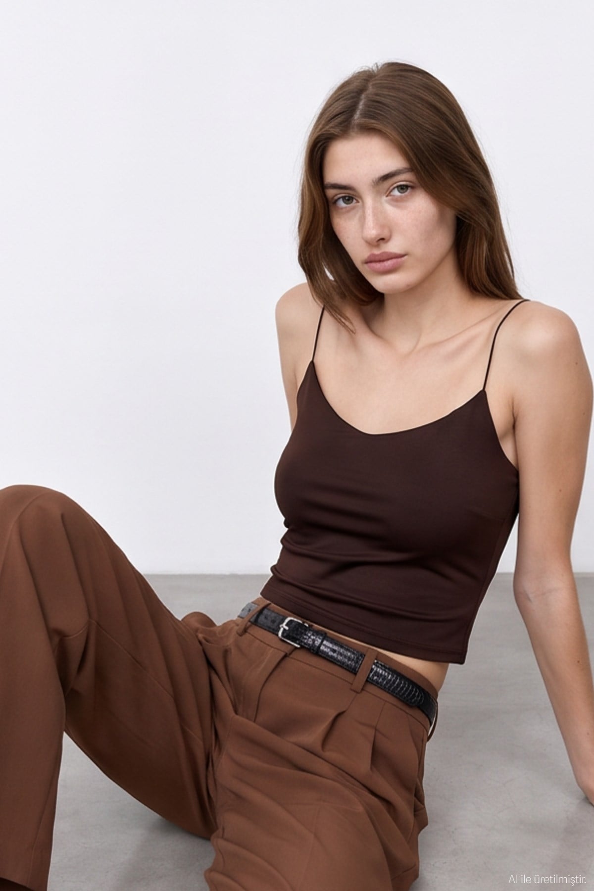 Quzu Strappy Blouse Dark Brown