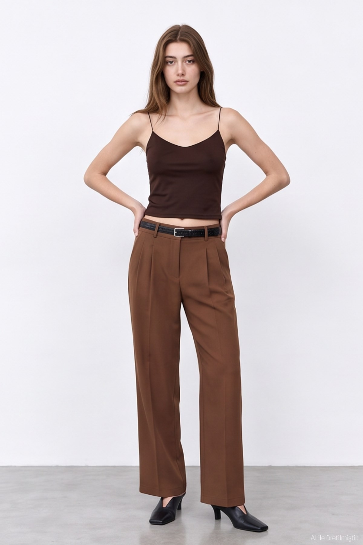 Quzu Strappy Blouse Dark Brown
