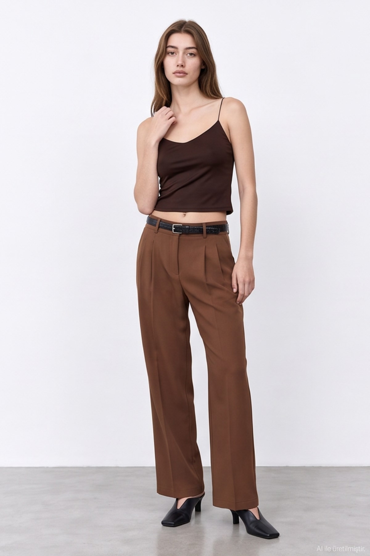 Quzu Strappy Blouse Dark Brown