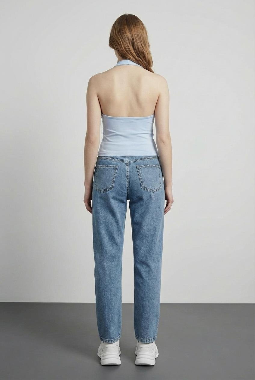 Quzu Askılı Bluz Mavi