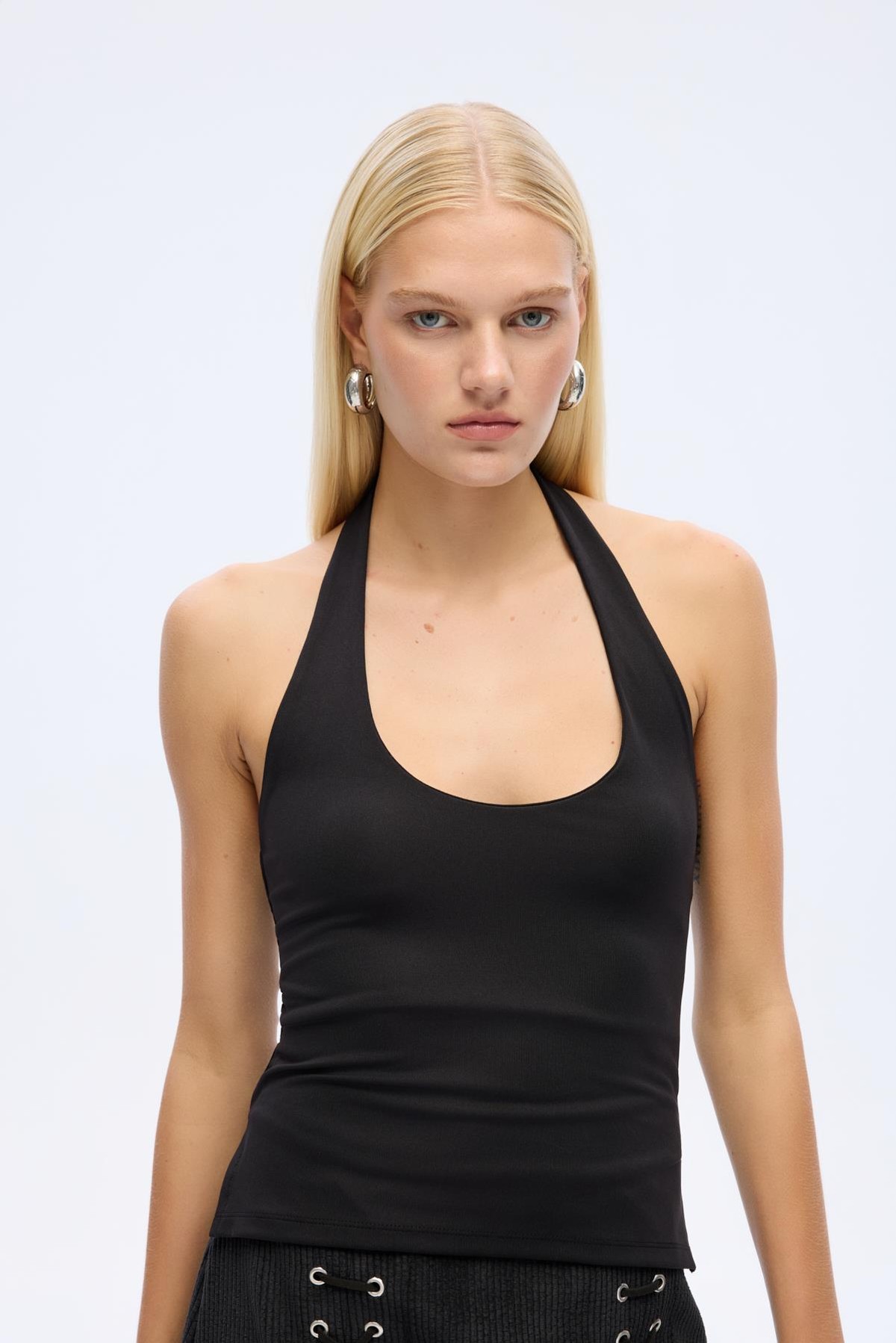 Quzu Askılı Bluz Siyah