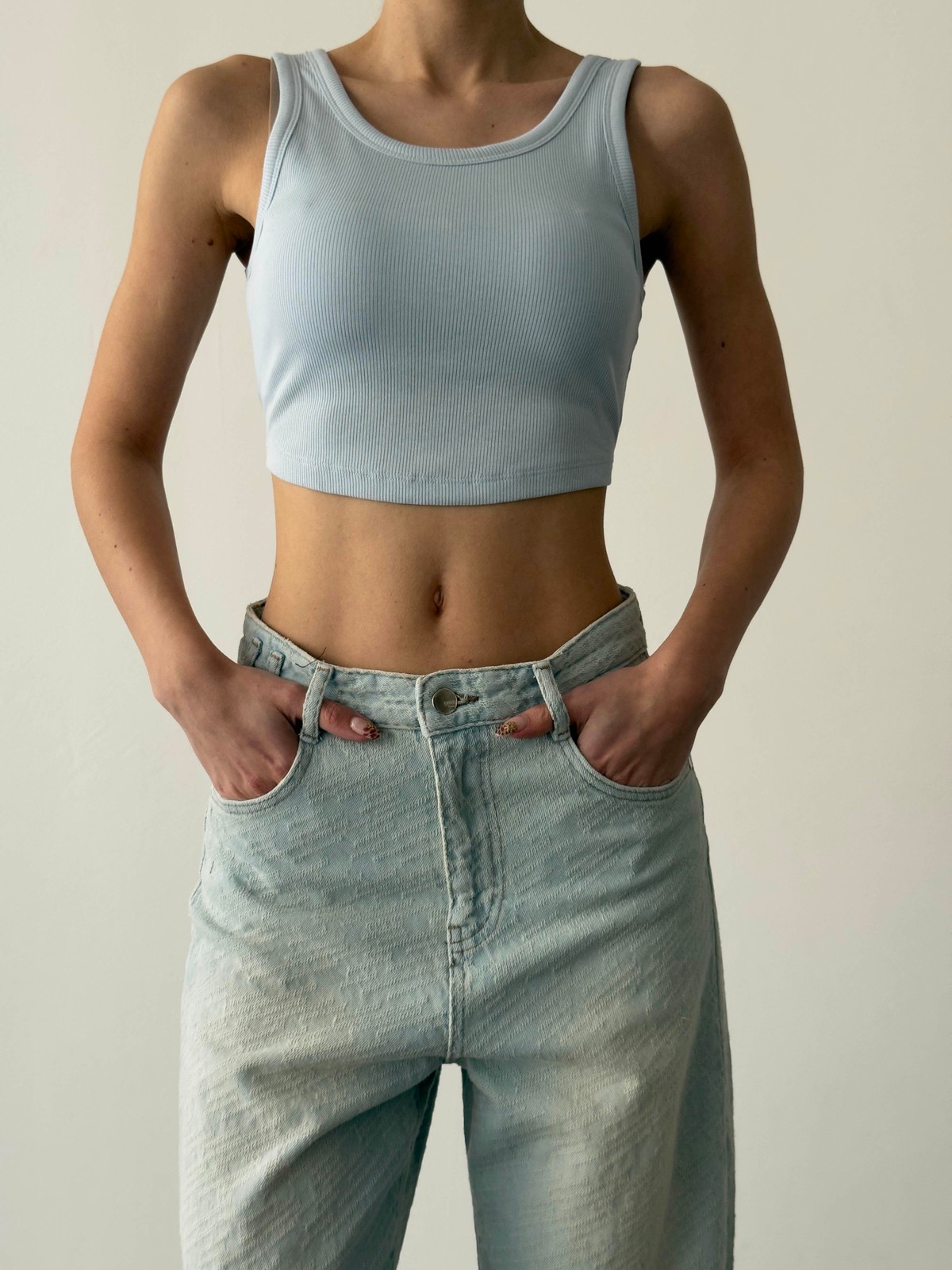 Quzu Askılı Crop Atlet Mavi