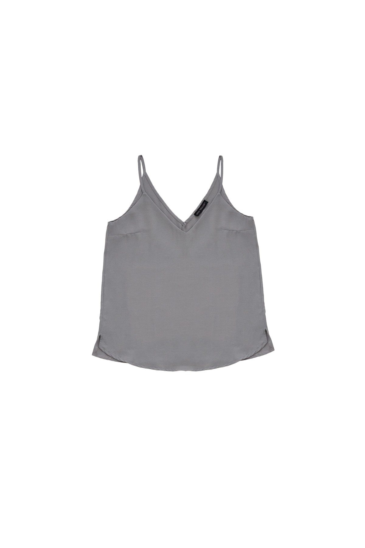 Quzu Askılı V Yaka Bluz Gri