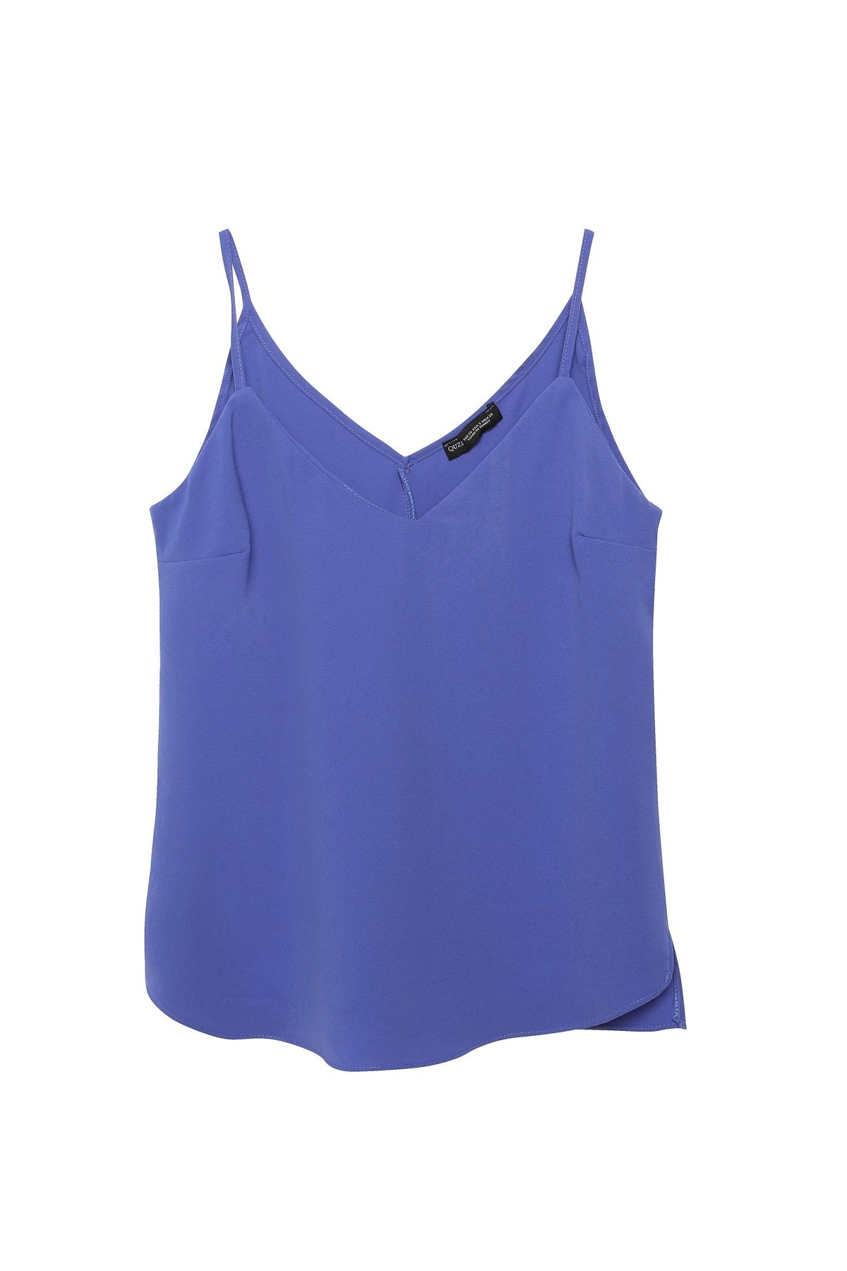 Quzu Askılı V Yaka Bluz Mavi