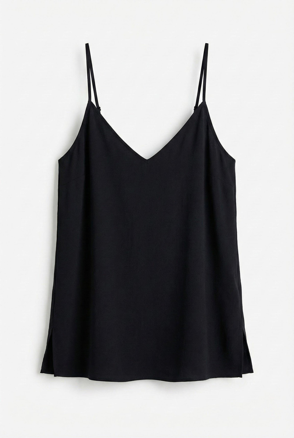 Quzu Askılı V Yaka Bluz Siyah