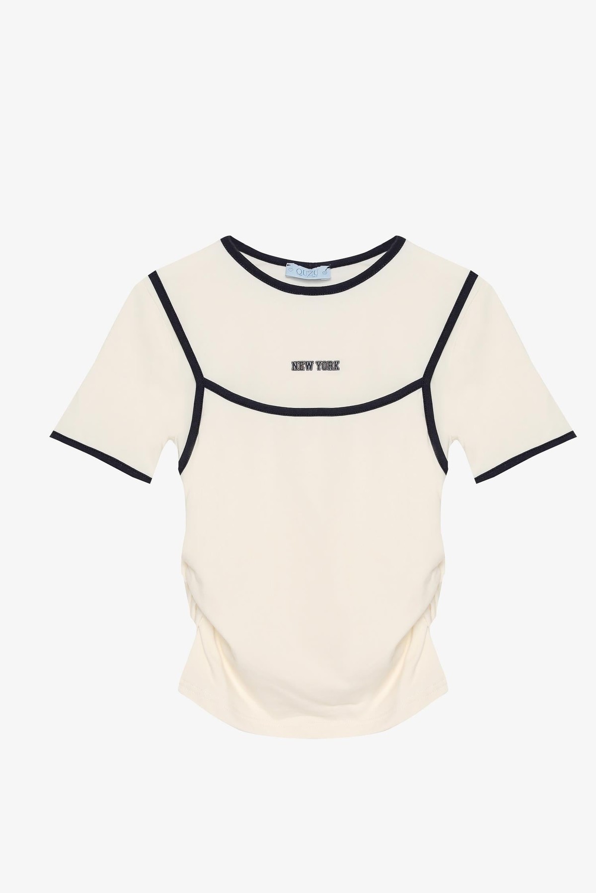 Quzu Atlet Detaylı T-shirt Ekru