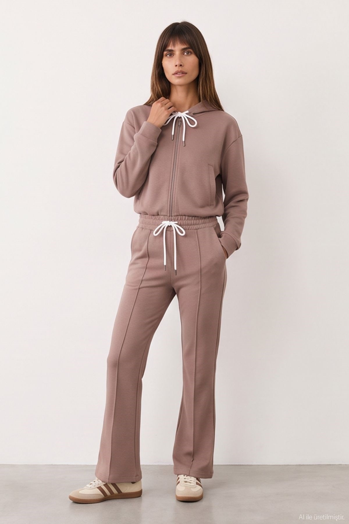 Quzu Bağcık Detaylı Eşofman Camel