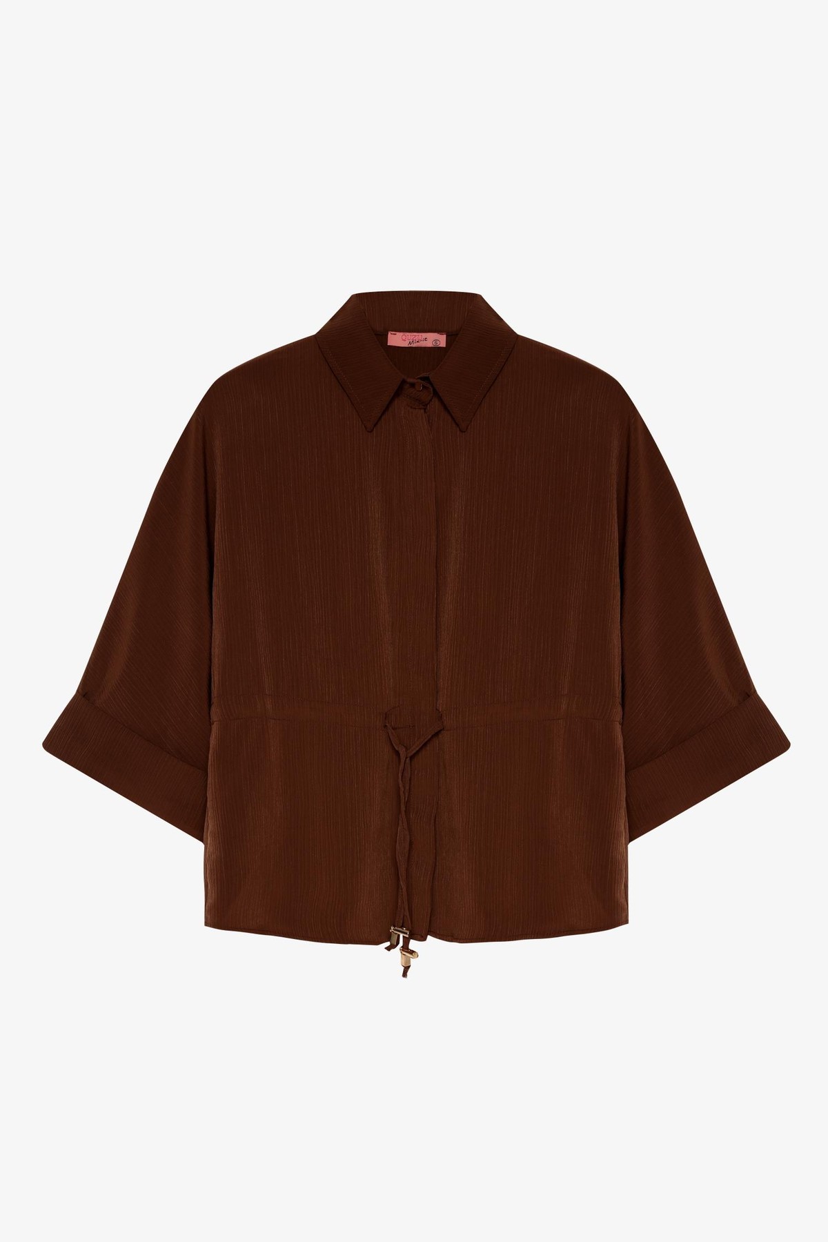 Quzu Bağcık Detaylı Gömlek Kahve