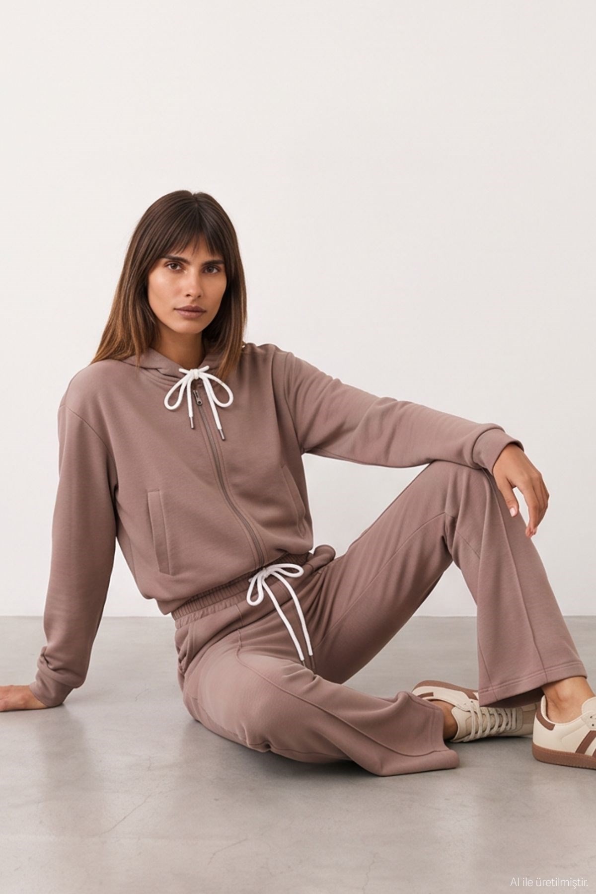 Quzu Bağcık Detaylı Sweatshirt Camel