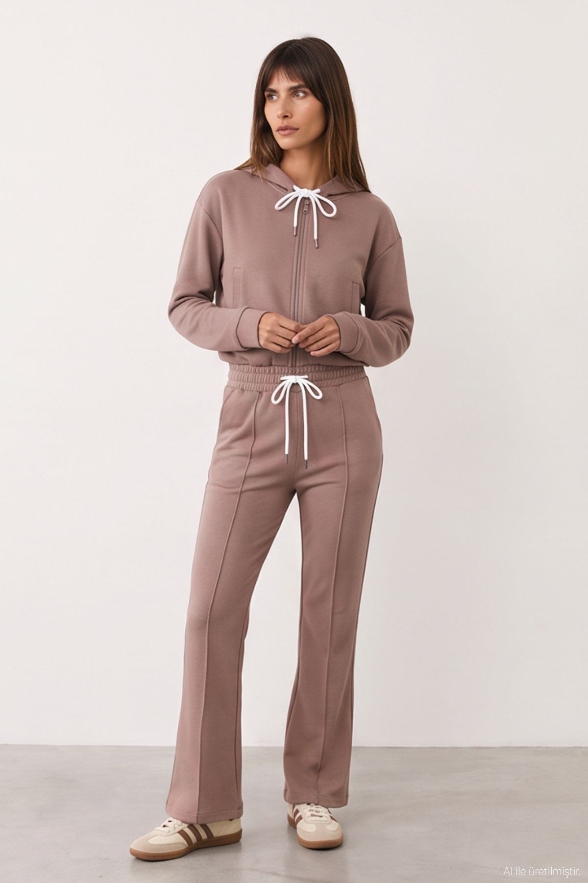 Quzu Bağcık Detaylı Sweatshirt Camel