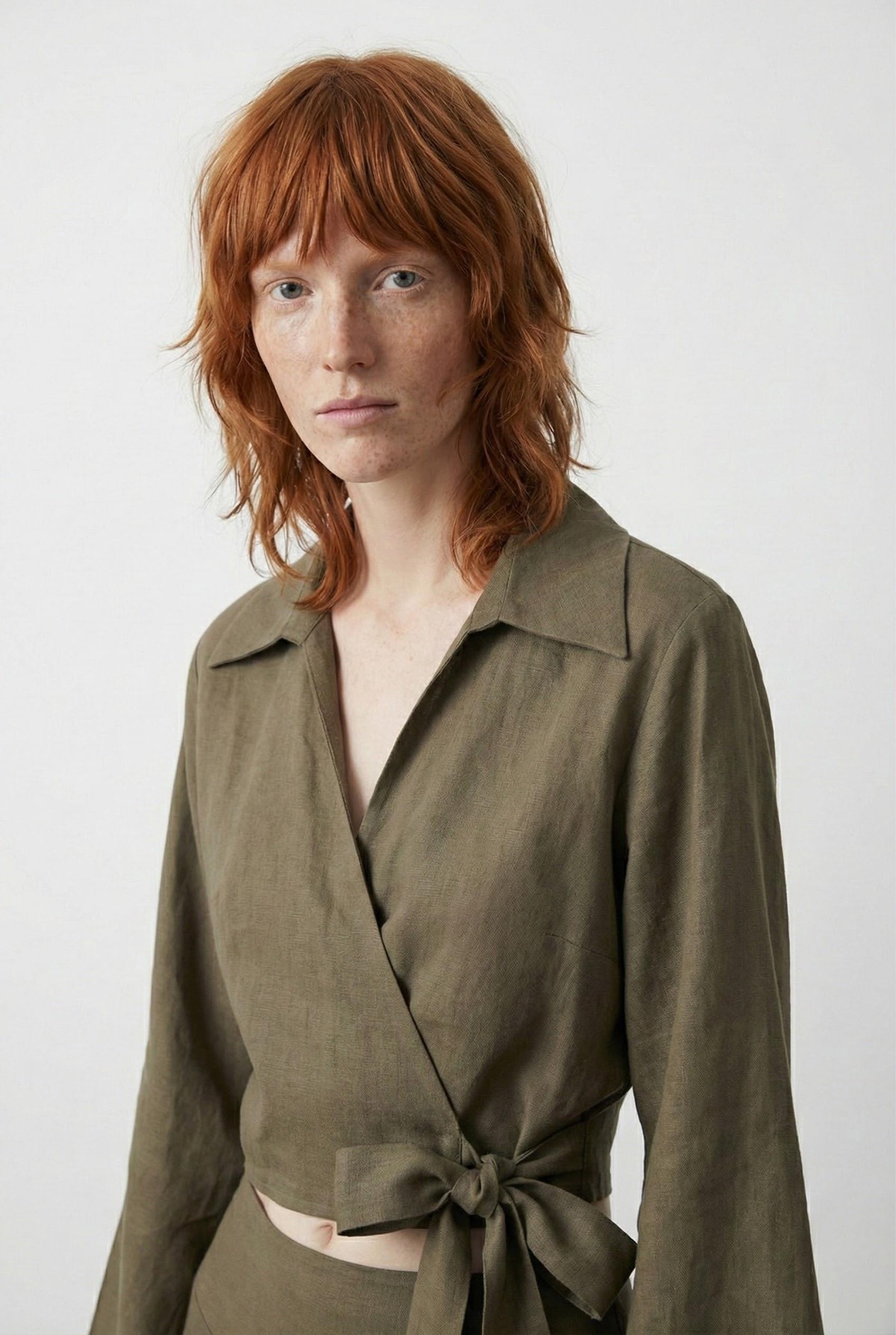 Quzu Bağlama Detaylı Bluz Haki