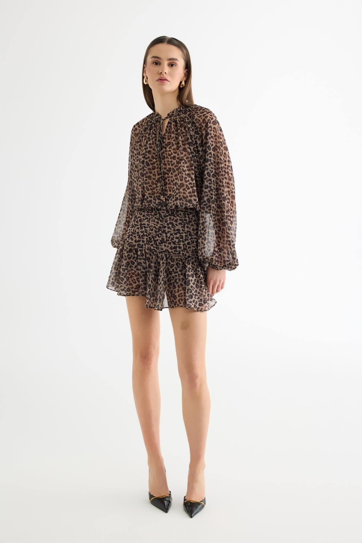 Quzu Bağlama Detaylı Bluz Kahve