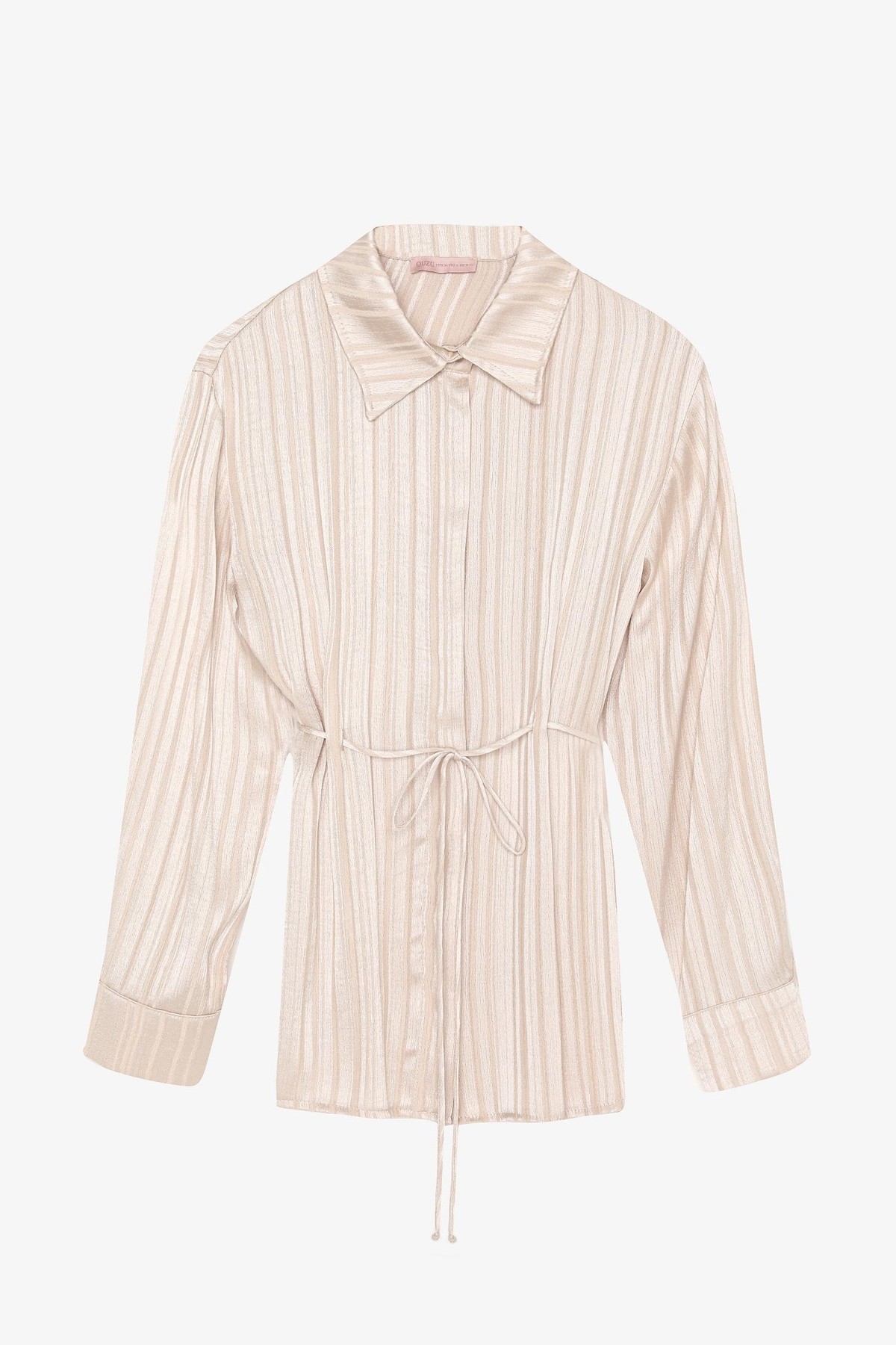 Quzu Bağlama Detaylı Gömlek Bej