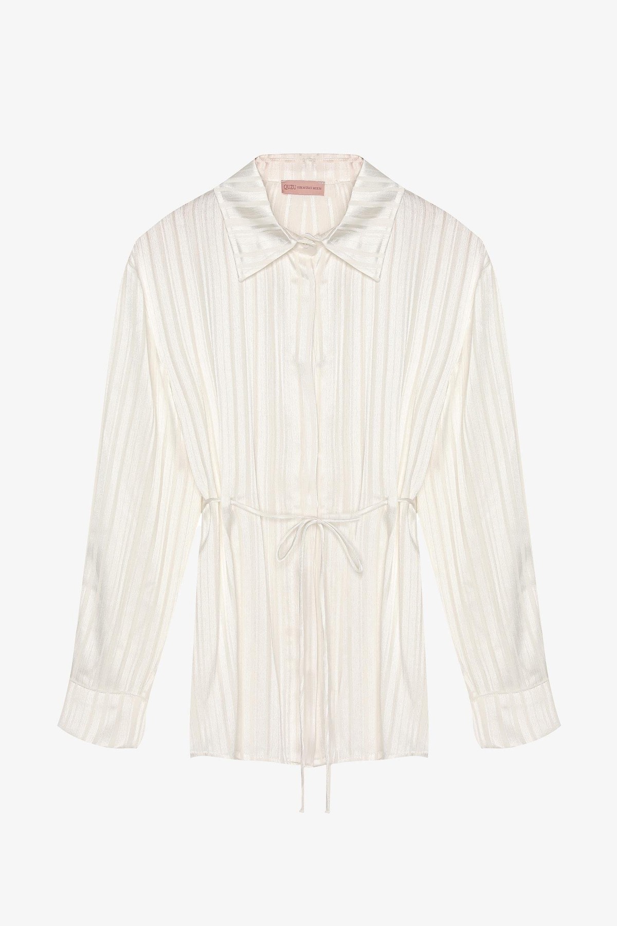 Quzu Bağlama Detaylı Gömlek Ekru