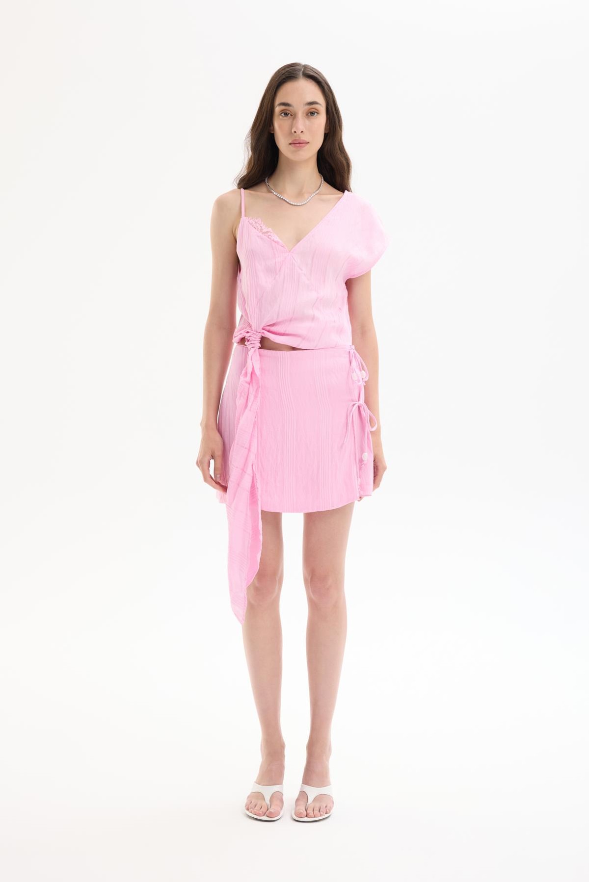 Quzu Tie Detail Wrap Skort Pink