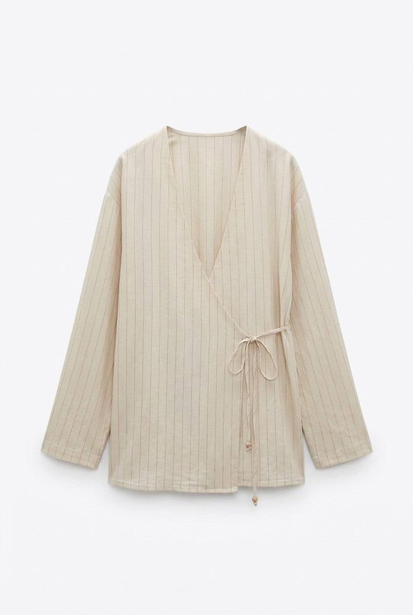 Quzu Bağlama Detaylı Kimono Taş