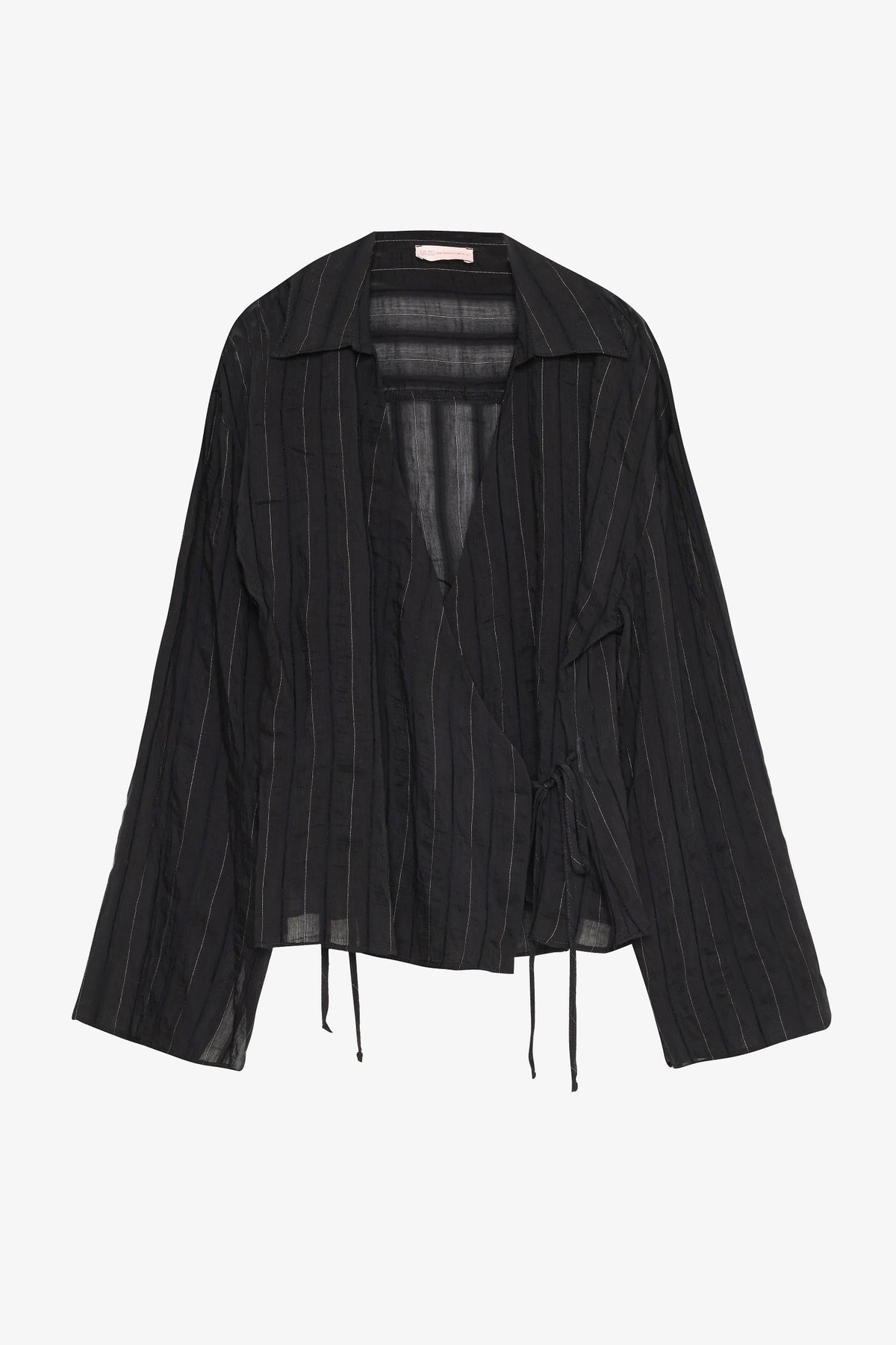 Quzu Bağlama Detaylı Kruvaze Bluz Siyah