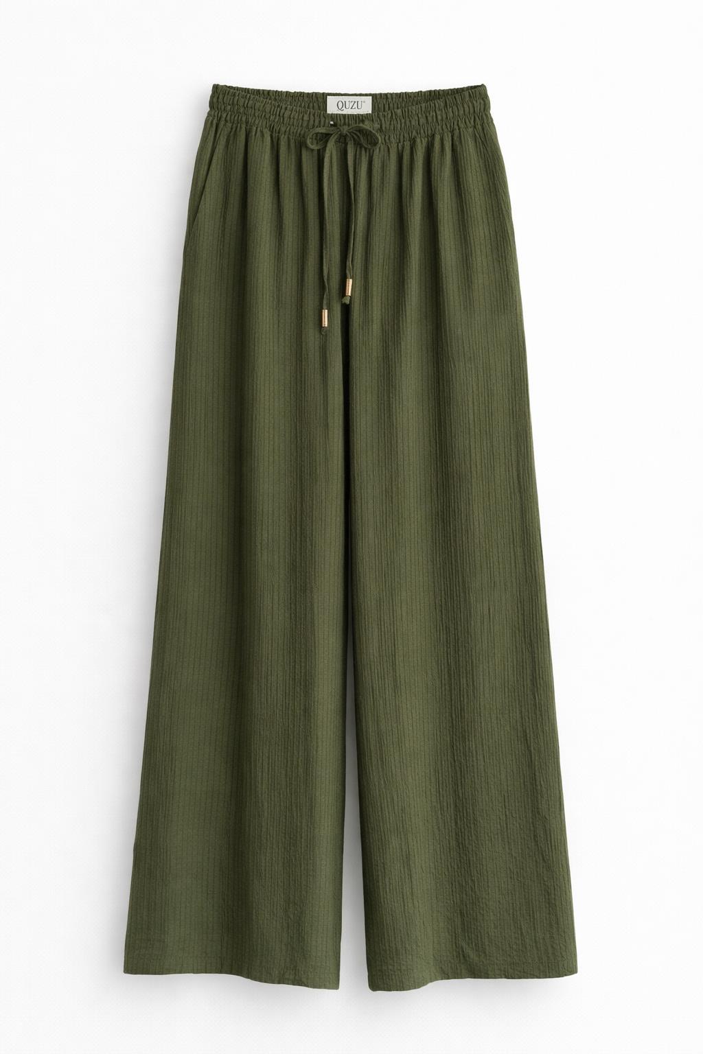 Quzu Bağlama Detaylı Pantolon Haki