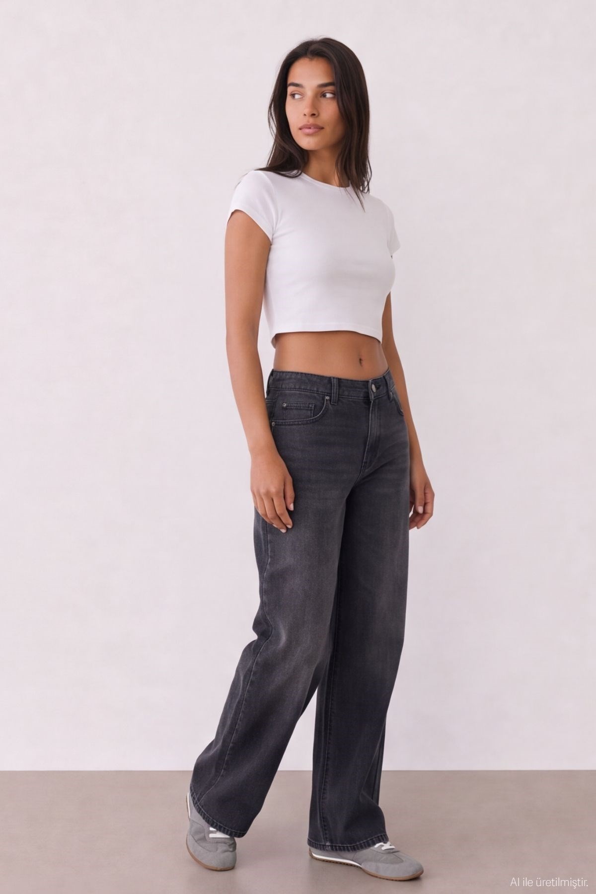 Quzu Basic Crop T-shirt Ekru