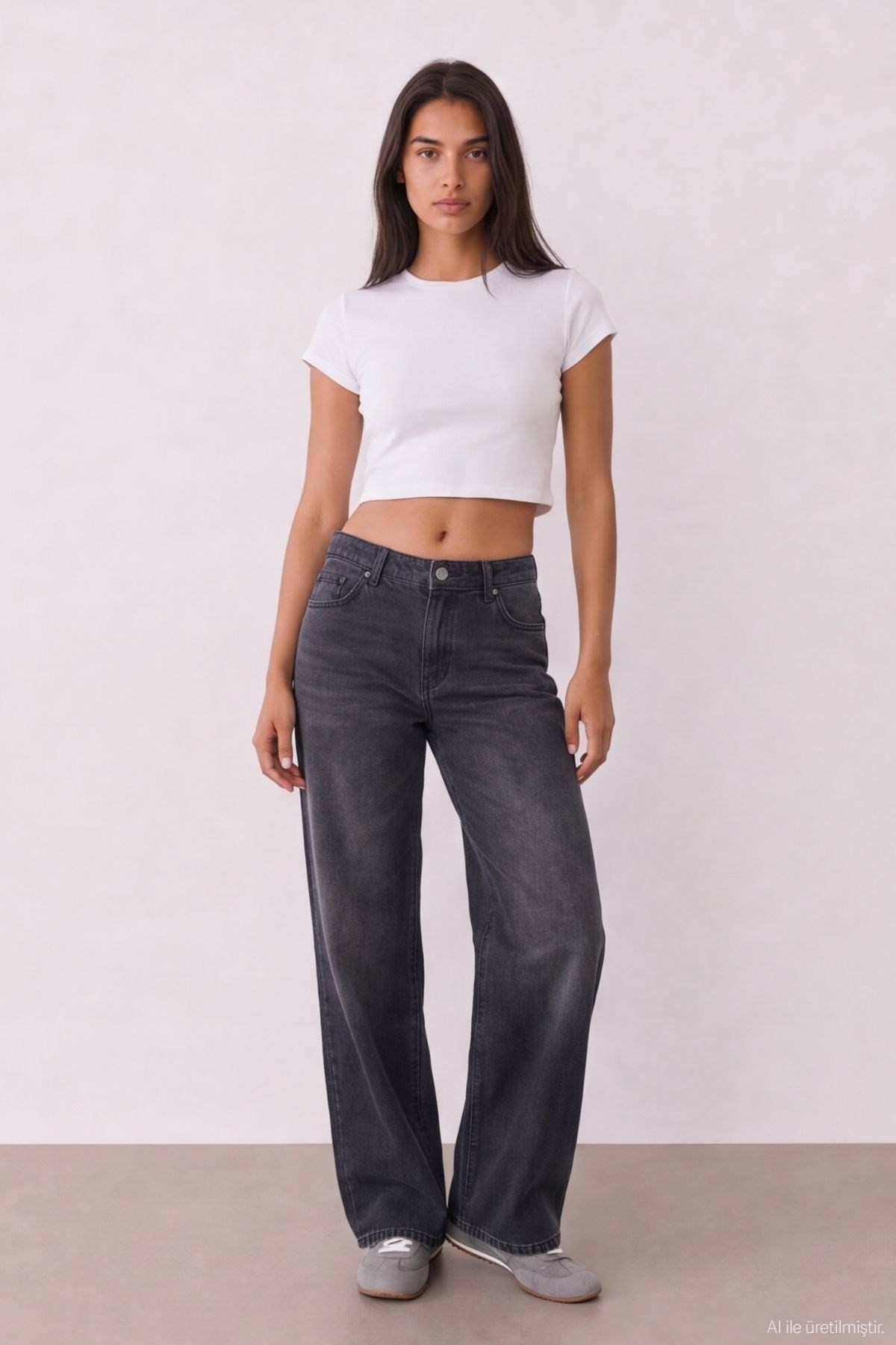Quzu Basic Crop T-shirt Ekru