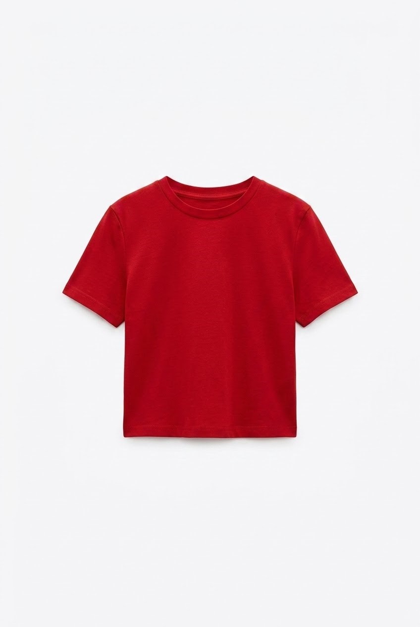 Quzu Basic Crop T-shirt Kırmızı