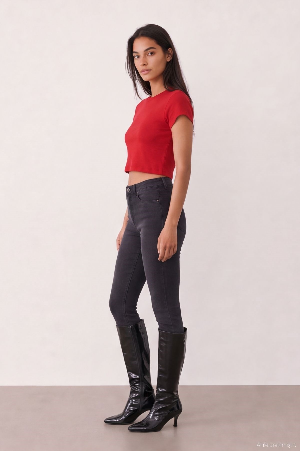 Quzu Basic Crop T-shirt Kırmızı